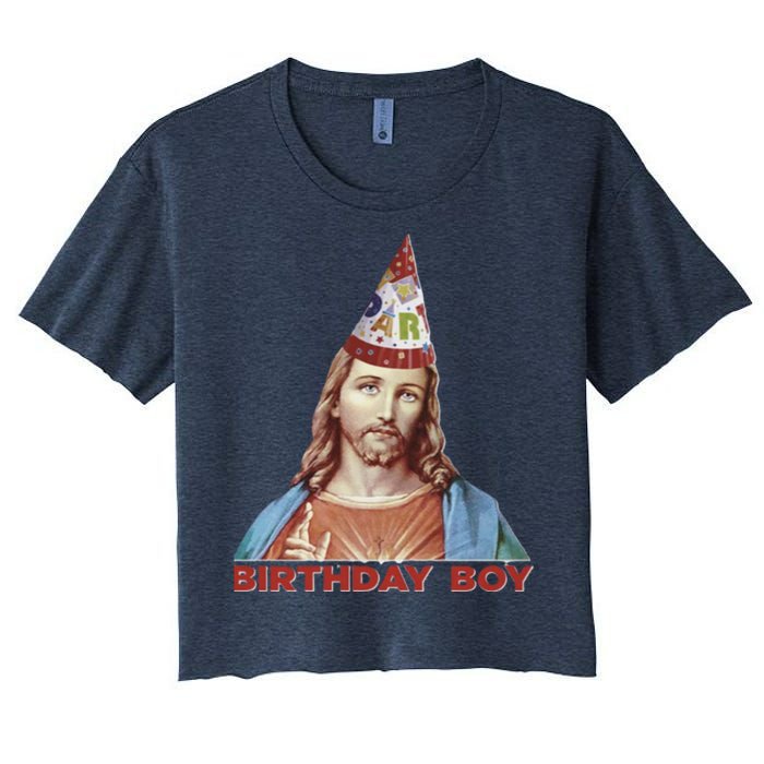 Cool Christmas Jesus Birthday Boy Women's Crop Top Tee