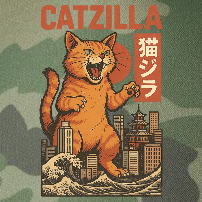 Catzilla Cat Japanese Art Funny Cat Legacy Tie Dye Trucker Hat