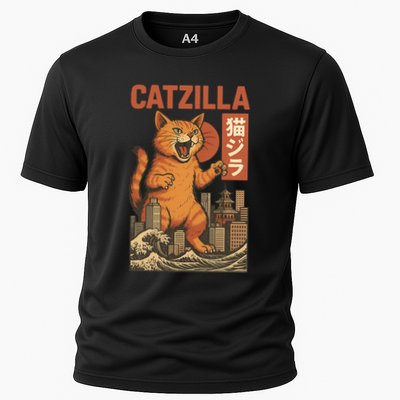 Catzilla Cat Japanese Art Funny Cat Performance Shirt