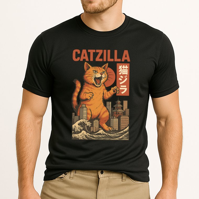 Catzilla Cat Japanese Art Funny Cat Performance Shirt