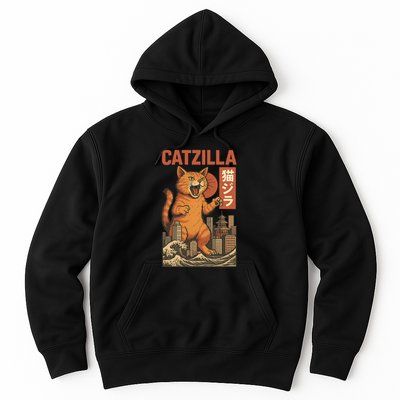 Catzilla Cat Japanese Art Funny Cat Hoodie