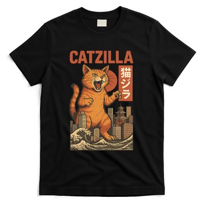 Catzilla Cat Japanese Art Funny Cat T-Shirt
