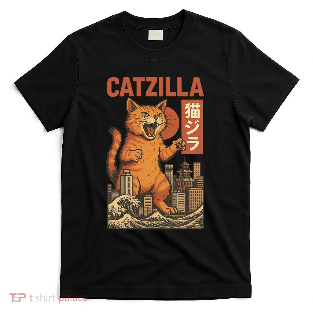 Catzilla Cat Japanese Art Funny Cat T-Shirt