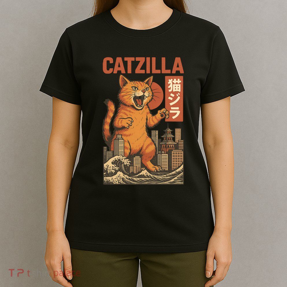 Catzilla Cat Japanese Art Funny Cat T-Shirt