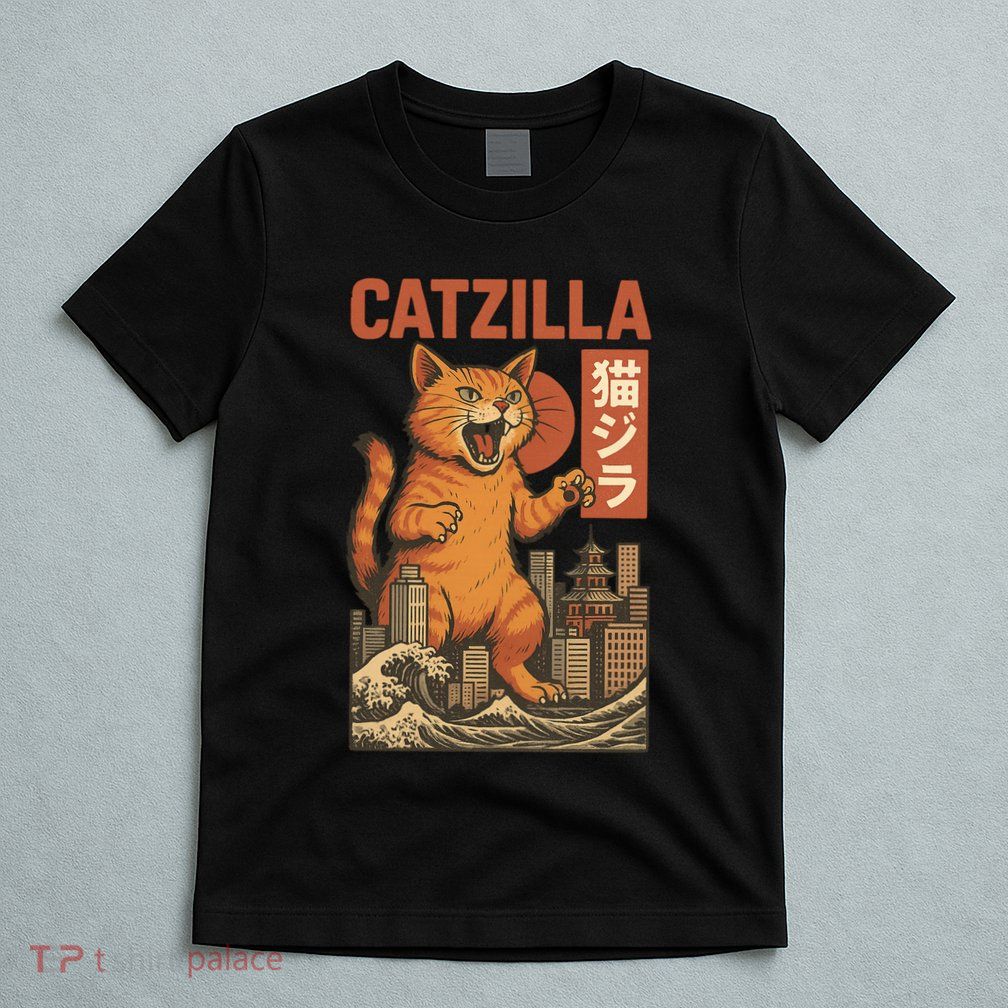 Catzilla Cat Japanese Art Funny Cat T-Shirt
