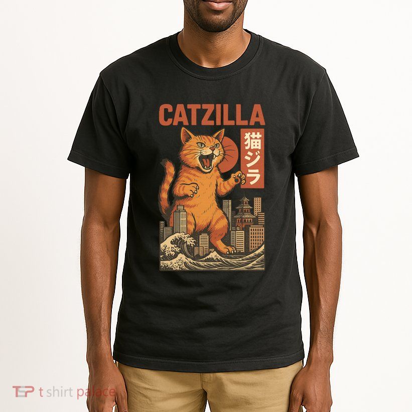 Catzilla Cat Japanese Art Funny Cat Tall T-Shirt
