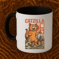Catzilla Cat Japanese Art Funny Cat Mug