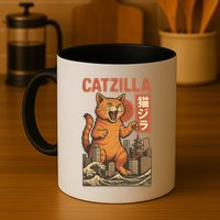 Catzilla Cat Japanese Art Funny Cat Mug