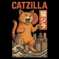 Catzilla Cat Japanese Art Funny Cat Drawstring Bag