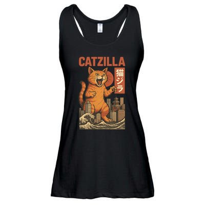 Catzilla Cat Japanese Art Funny Cat Ladies Essential Flowy Tank