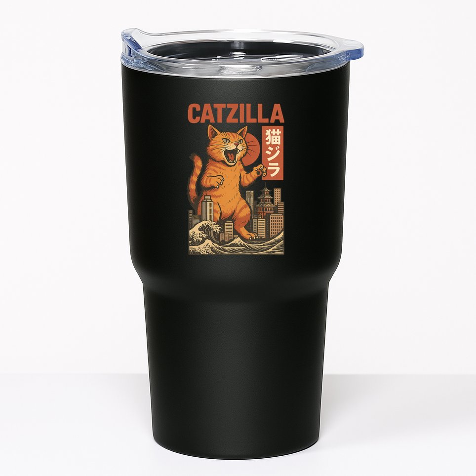 Catzilla Cat Japanese Art Funny Cat Tumbler