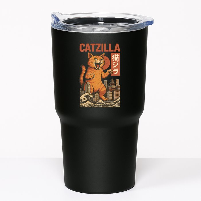Catzilla Cat Japanese Art Funny Cat Tumbler