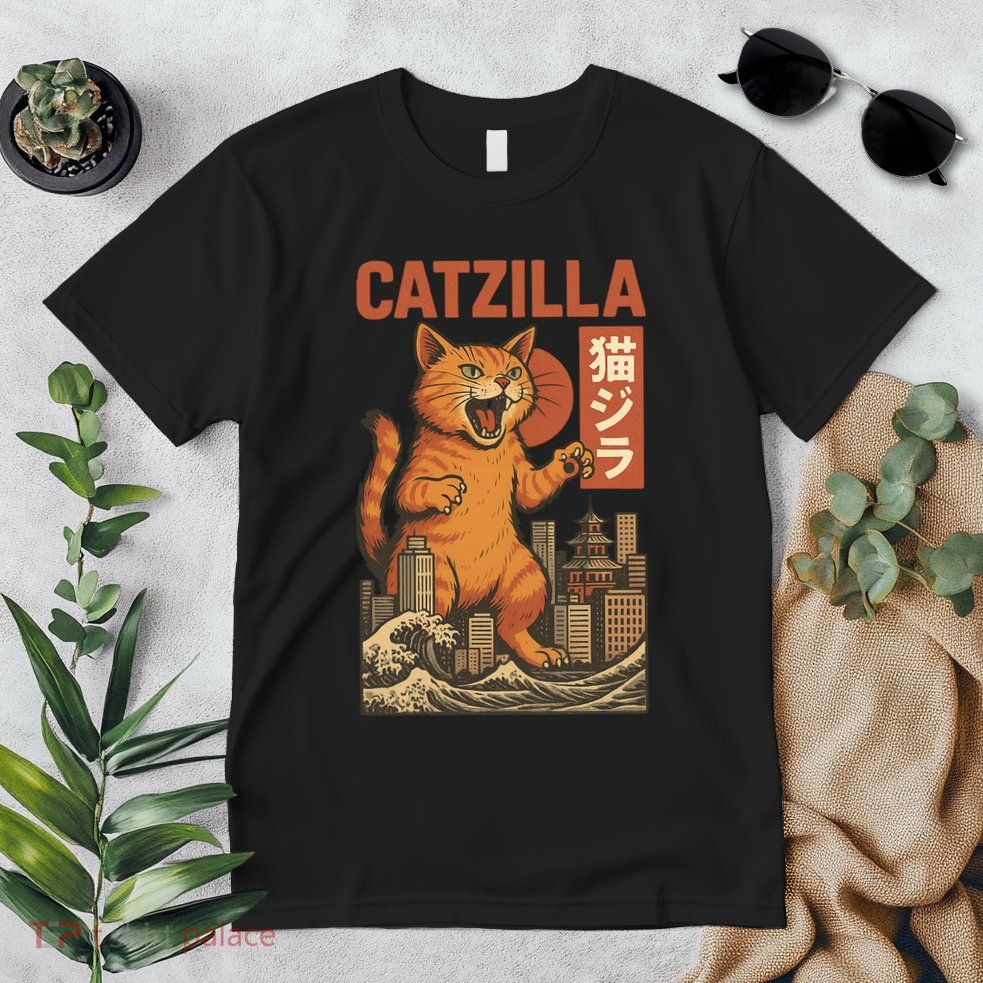 Catzilla Cat Japanese Art Funny Cat Premium T-Shirt