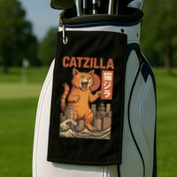 Catzilla Cat Japanese Art Funny Cat Golf Towel