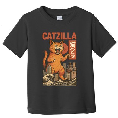 Catzilla Cat Japanese Art Funny Cat Toddler T-Shirt