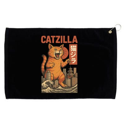Catzilla Cat Japanese Art Funny Cat Grommeted Golf Towel