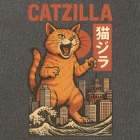 Catzilla Cat Japanese Art Funny Cat Cotton Canvas Backpack