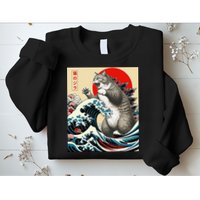 Catzilla Cat Japanese Art Funny Cat Gifts Sweatshirt