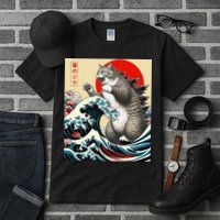 Catzilla Cat Japanese Art Funny Cat Gifts Tall T-Shirt