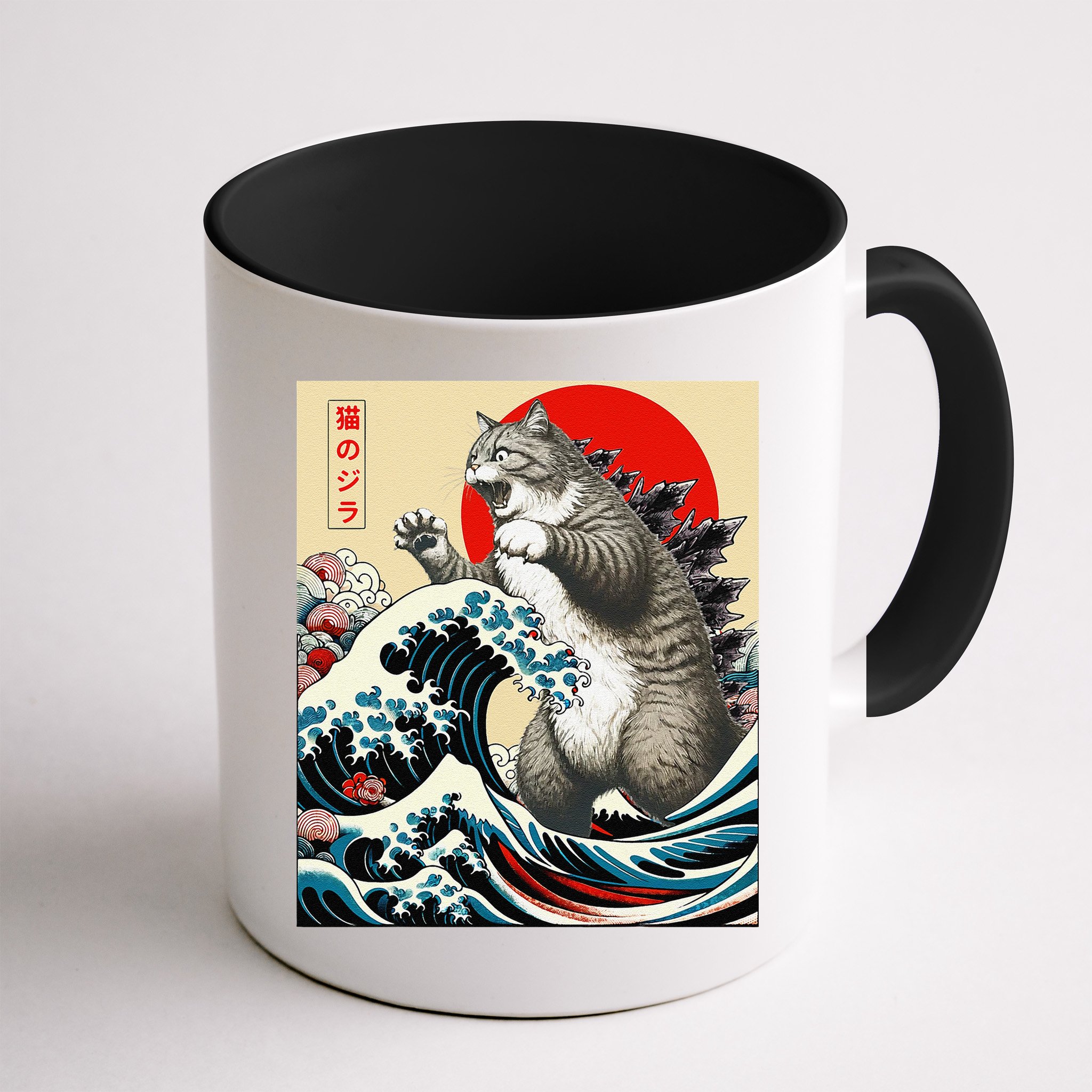 Catzilla Cat Japanese Art Funny Cat Gifts Mug
