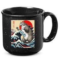 Catzilla Cat Japanese Art Funny Cat Gifts 15oz Campfire Ceramic Mug