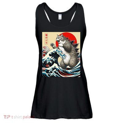 Catzilla Cat Japanese Art Funny Cat Gifts Ladies Essential Flowy Tank