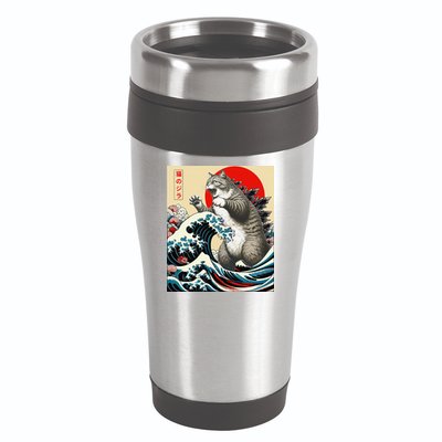 Catzilla Cat Japanese Art Funny Cat Gifts 16oz Travel Tumbler