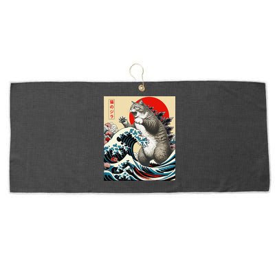 Catzilla Cat Japanese Art Funny Cat Gifts Large Microfiber Waffle Golf Towel