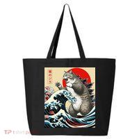 Catzilla Cat Japanese Art Funny Cat Gifts 25L Jumbo Tote