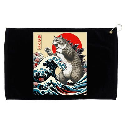 Catzilla Cat Japanese Art Funny Cat Gifts Grommeted Golf Towel
