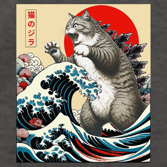 Catzilla Cat Japanese Art Funny Cat Gifts Vector Backpack