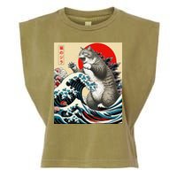 Catzilla Cat Japanese Art Funny Cat Gifts Garment-Dyed Women's Muscle Tee