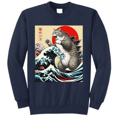 Catzilla Cat Japanese Art Funny Cat Gifts Sweatshirt