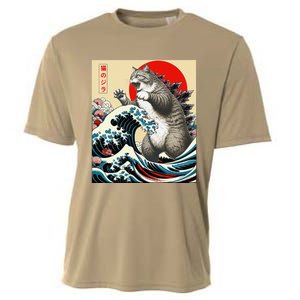 Catzilla Cat Japanese Art Funny Cat Gifts Cooling Performance Crew T-Shirt