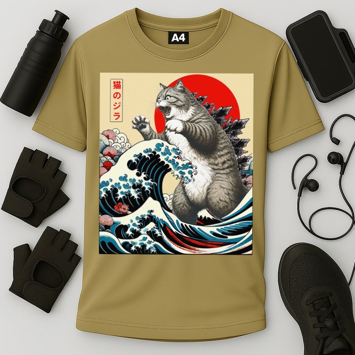 Catzilla Cat Japanese Art Funny Cat Gifts Performance Shirt