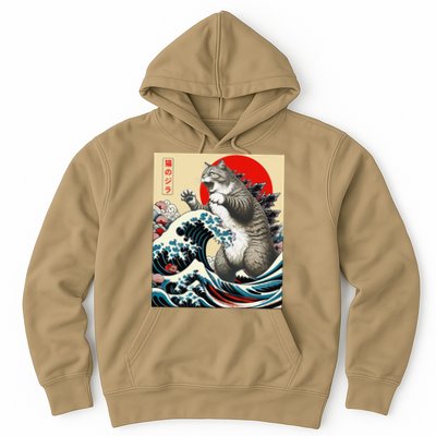 Catzilla Cat Japanese Art Funny Cat Gifts Hoodie