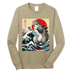 Catzilla Cat Japanese Art Funny Cat Gifts Long Sleeve Shirt