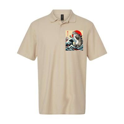 Catzilla Cat Japanese Art Funny Cat Gifts Softstyle Adult Sport Polo