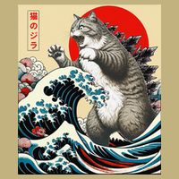 Catzilla Cat Japanese Art Funny Cat Gifts Magnet