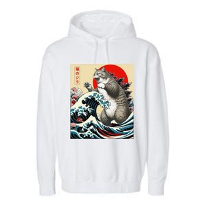 Catzilla Cat Japanese Art Funny Cat Gifts Garment-Dyed Fleece Hoodie