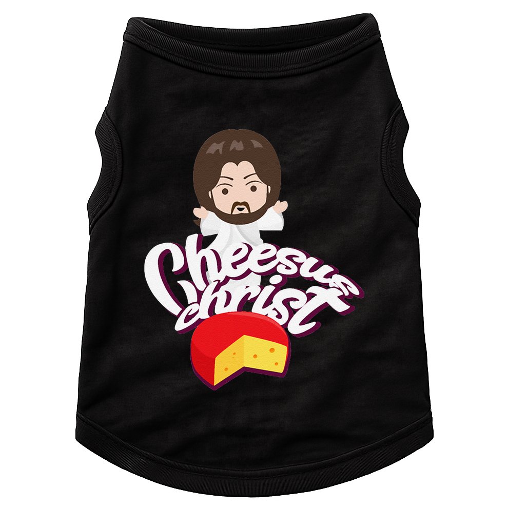 Cheesus Christ Jesus God Church Funny Pope Meme Doggie Tank