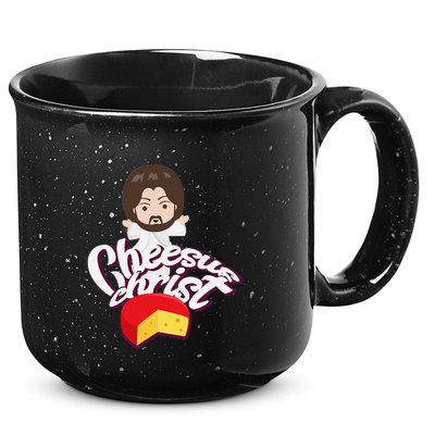 Cheesus Christ Jesus God Church Funny Pope Meme 15oz Campfire Ceramic Mug