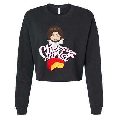 Cheesus Christ Jesus God Church Funny Pope Meme Cropped Pullover Crew