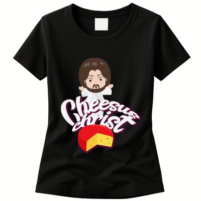 Cheesus Christ Jesus God Church Funny Pope Meme Womens T-Shirt