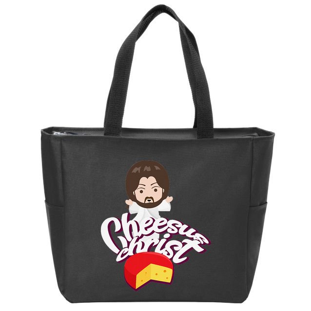 Cheesus Christ Jesus God Church Funny Pope Meme Zip Tote Bag