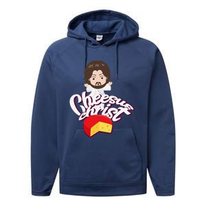 Cheesus Christ Jesus God Church Funny Pope Meme Performance Fleece Hoodie