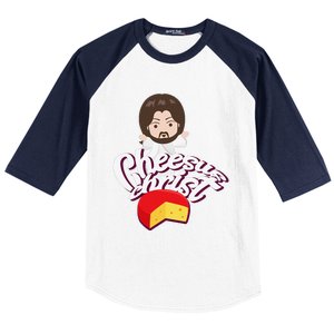 Cheesus Christ Jesus God Church Funny Pope Meme Baseball Sleeve Shirt