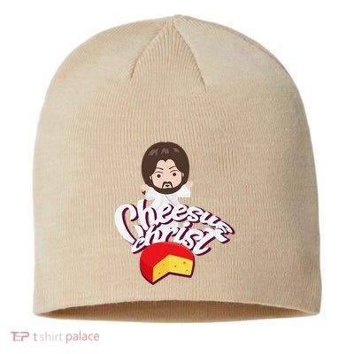 Cheesus Christ Jesus God Church Funny Pope Meme Sustainable Beanie