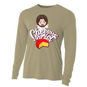 Cheesus Christ Jesus God Church Funny Pope Meme Cooling Performance Long Sleeve Crew