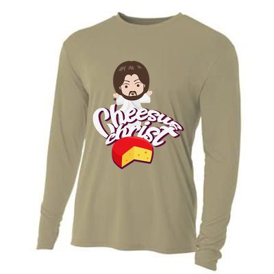 Cheesus Christ Jesus God Church Funny Pope Meme Cooling Performance Long Sleeve Crew